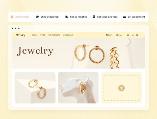 店匠官网Wavey Jewelry新手建站模板示意