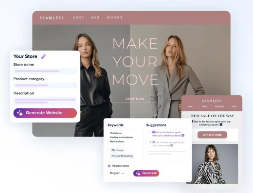 SHOPLINE官网AI建站功能示意
