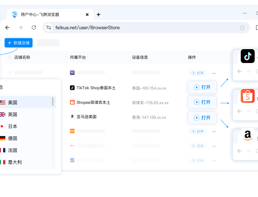 飞跨官网多平台店铺管理功能示意图
